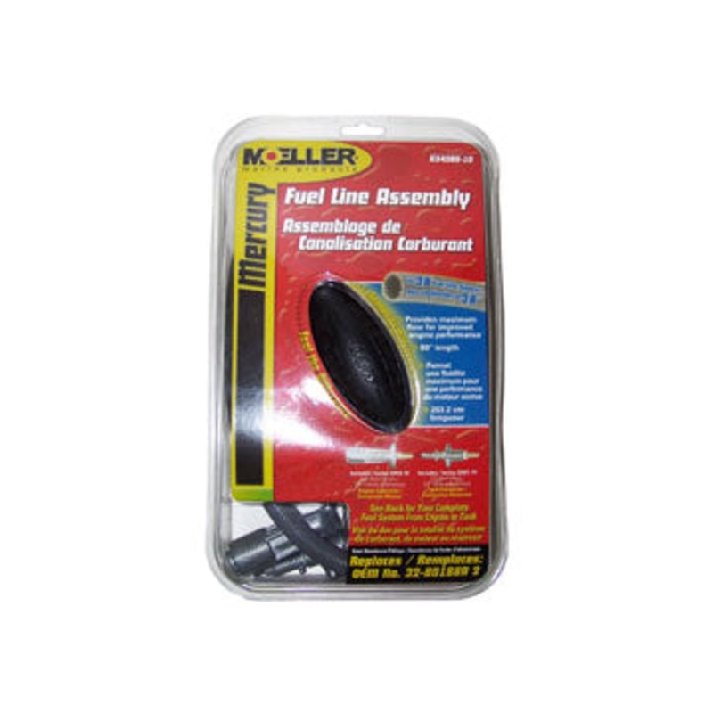 3/8 inch I.D Hose Fuel Line 80in long - Mercury Bayonet ends